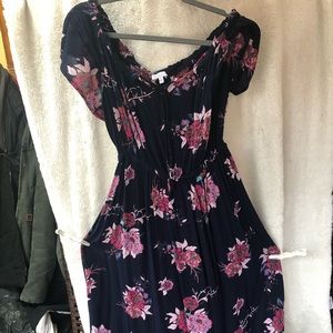 Floral print navy dress